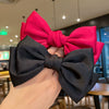 Simple Double Layer Big Bow Hair Ring For Girls Handmade With Black Marubeni Head Rubber Tendon