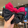 Simple Double Layer Big Bow Hair Ring For Girls Handmade With Black Marubeni Head Rubber Tendon