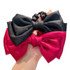 Simple Double Layer Big Bow Hair Ring For Girls Handmade With Black Marubeni Head Rubber Tendon
