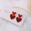 Simple Double Layer Heart Shaped Alloy Earrings With Silver Needle Electroplated Oil Drop Finish Elegant Geometric Love Earrings
