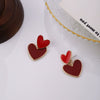 Simple Double Layer Heart Shaped Alloy Earrings With Silver Needle Electroplated Oil Drop Finish Elegant Geometric Love Earrings