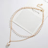 Simple Double Layer Pearl O Chain Necklace For Women Alloy Material With Electroplating Treatment Geometric Styling