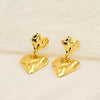 Simple Doublelayer Love Earrings 316L Stainless Steel Electroplated Peach Heart Women's