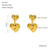 Simple Doublelayer Love Earrings 316L Stainless Steel Electroplated Peach Heart Women's