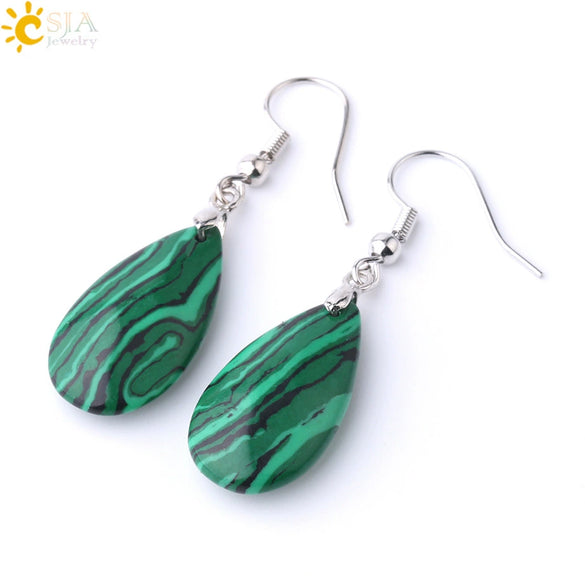 Simple Drop Shape Natural Stone Quartz Crystal Earrings With Copper Accessories Semi Precious Stone Diamond Cut Craft Earrings