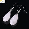 Simple Drop Shape Natural Stone Quartz Crystal Earrings With Copper Accessories Semi Precious Stone Diamond Cut Craft Earrings