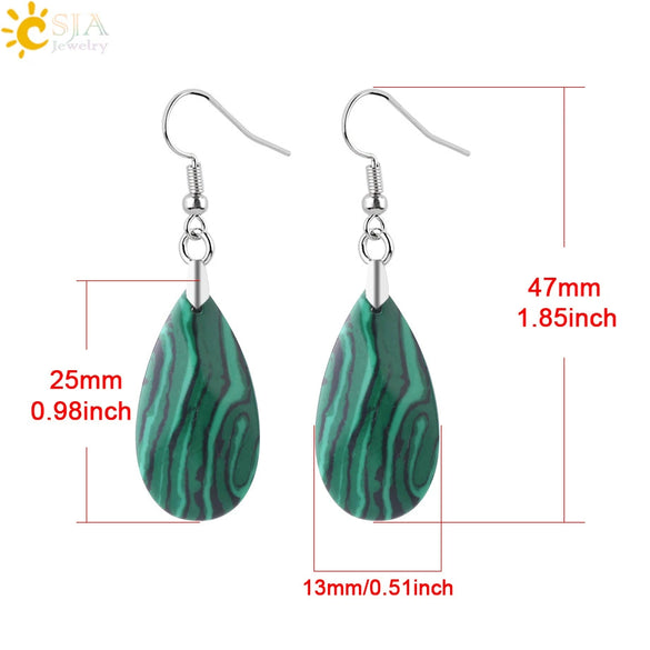 Simple Drop Shape Natural Stone Quartz Crystal Earrings With Copper Accessories Semi Precious Stone Diamond Cut Craft Earrings