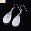 Simple Drop Shape Natural Stone Quartz Crystal Earrings With Copper Accessories Semi Precious Stone Diamond Cut Craft Earrings