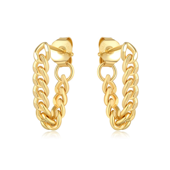Simple Earrings 925 Sterling Silver Heart Shape Gold Plated