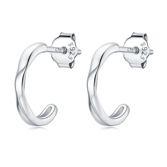 Simple Earrings 925 Sterling Silver Heart Shape Gold Plated