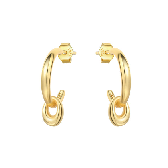Simple Earrings 925 Sterling Silver Heart Shape Gold Plated