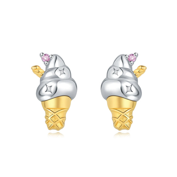 Simple Earrings 925 Sterling Silver Heart Shape Gold Plated