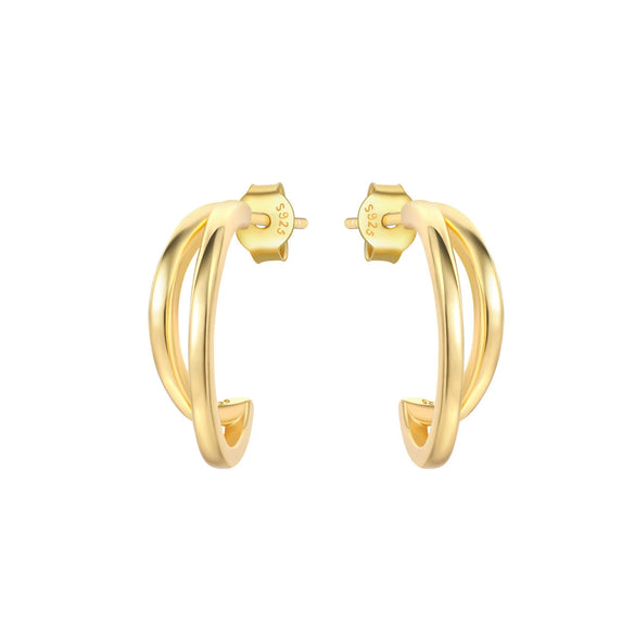 Simple Earrings 925 Sterling Silver Heart Shape Gold Plated