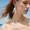 Simple Electroplated Acrylic Flower Petal Long Earrings Elegant Floral Dangle Earrings For Women