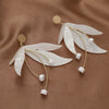 Simple Electroplated Acrylic Flower Petal Long Earrings Elegant Floral Dangle Earrings For Women
