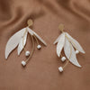 Simple Electroplated Acrylic Flower Petal Long Earrings Elegant Floral Dangle Earrings For Women