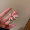 Simple Electroplated Alloy Double Heart Earrings Sweet Versatile Heart Shaped Two Wear Fashion Earrings