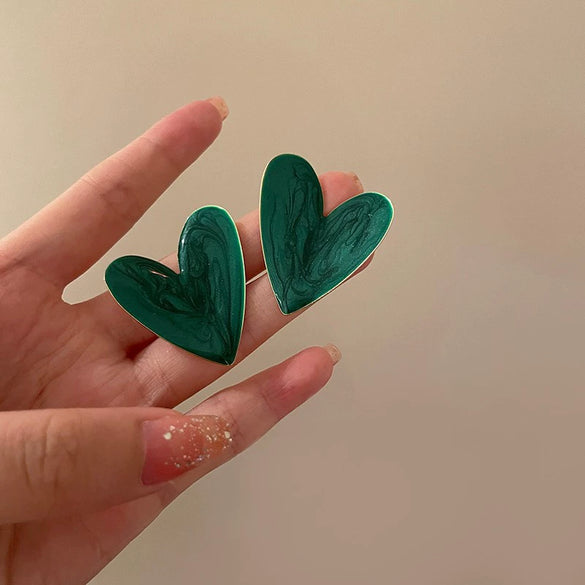 Simple Electroplated Alloy Double Heart Earrings Sweet Versatile Heart Shaped Two Wear Fashion Earrings