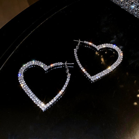 Simple Electroplated Alloy Double Heart Earrings Sweet Versatile Heart Shaped Two Wear Fashion Earrings