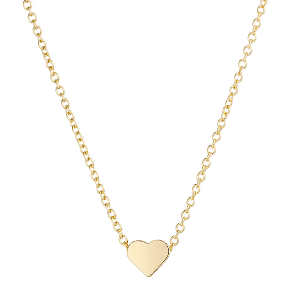 Simple Electroplated Alloy Heart Pendant Short Necklace With Cross Chain For Women