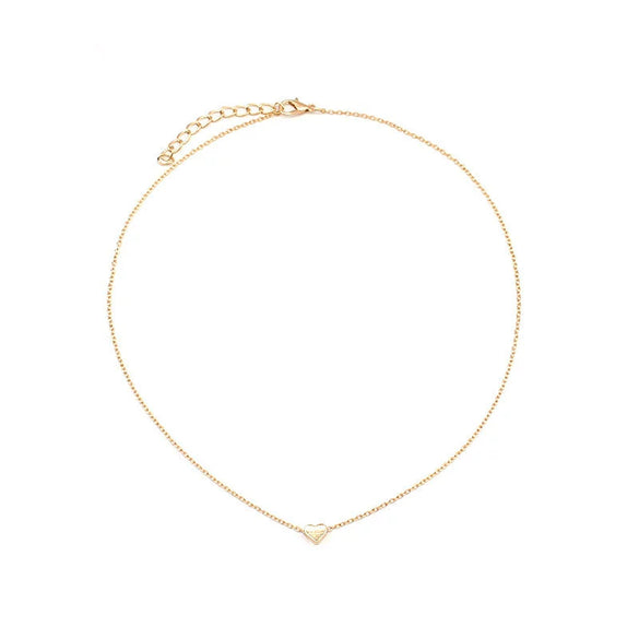 Simple Electroplated Alloy Heart Pendant Short Necklace With Cross Chain For Women