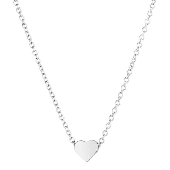 Simple Electroplated Alloy Heart Pendant Short Necklace With Cross Chain For Women