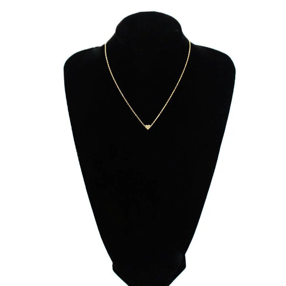 Simple Electroplated Alloy Heart Pendant Short Necklace With Cross Chain For Women
