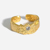 Simple Electroplated Copper Irregular Geometric Concave Convex Ring With Diamond Accent Fashion Hand Jewelry