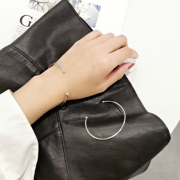 Simple Electroplated Copper U Shaped Bracelet Light Luxury Geometric Open Cuff Bracelet