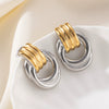 Simple Electroplated Geometric Titanium Steel Earrings For Women With Gold Twotone Design