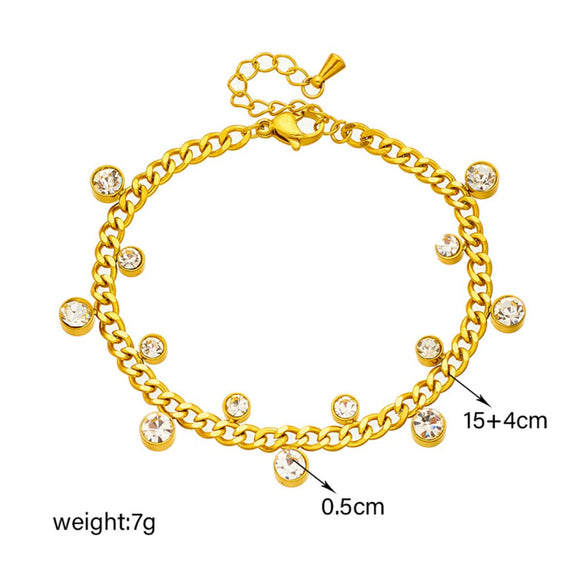 Simple Elegant All Match Irregular Round Diamond Chain Titanium Steel Jewelry Bracelet With Geometric Pattern And Electroplating