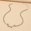 Simple Elegant Asymmetric Geometric Alloy Collarbone Necklace With Electroplated Pendant And Water Wave Chain