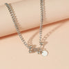 Simple Elegant Asymmetric Geometric Alloy Collarbone Necklace With Electroplated Pendant And Water Wave Chain