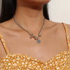 Simple Elegant Asymmetric Geometric Alloy Collarbone Necklace With Electroplated Pendant And Water Wave Chain