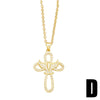Simple Elegant Cross Inlaid Zircon Copper Necklace For Women With O Chain Geometric Pattern