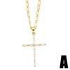 Simple Elegant Cross Inlaid Zircon Copper Necklace For Women With O Chain Geometric Pattern