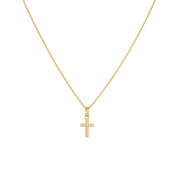Simple Elegant Diamond Cross Sterling Silver 925 Silver Necklace For Women With Geometric Design
