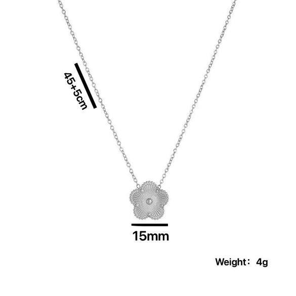 Simple Elegant Fiveleaf Flower Clover Jewelry Suit For Women Geometric Pattern Titanium Steel Laser Electroplated