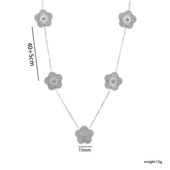 Simple Elegant Fiveleaf Flower Clover Jewelry Suit For Women Geometric Pattern Titanium Steel Laser Electroplated