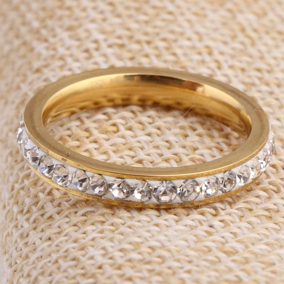 Simple Elegant Geometric Diamond Ring For Women In Titanium Steel Minimalist Fashion Jewelry
