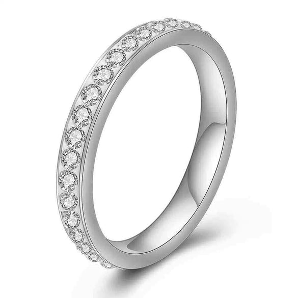 Simple Elegant Geometric Diamond Ring For Women In Titanium Steel Minimalist Fashion Jewelry