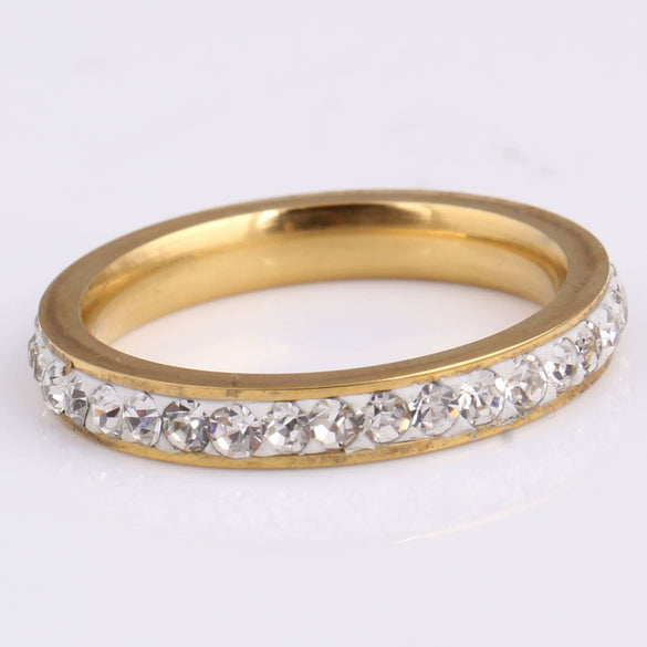 Simple Elegant Geometric Diamond Ring For Women In Titanium Steel Minimalist Fashion Jewelry