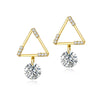 Simple Elegant Geometric Triangle Earrings For Women With Silver Needle Copper And Inlaid Zircon Electroplated Fashion Jewelry