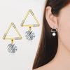 Simple Elegant Geometric Triangle Earrings For Women With Silver Needle Copper And Inlaid Zircon Electroplated Fashion Jewelry