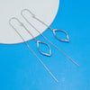 Simple Elegant Rhombus Long Tassel Earrings For Women In S925 Sterling Silver With Twist Design