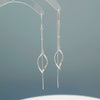 Simple Elegant Rhombus Long Tassel Earrings For Women In S925 Sterling Silver With Twist Design