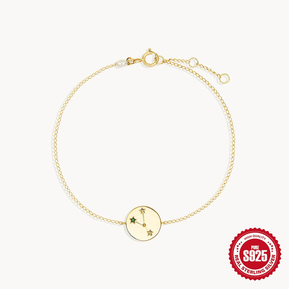 Simple Elegant S925 Sterling Silver Twelve Constellation Geometric Bracelet For Women Electroplated