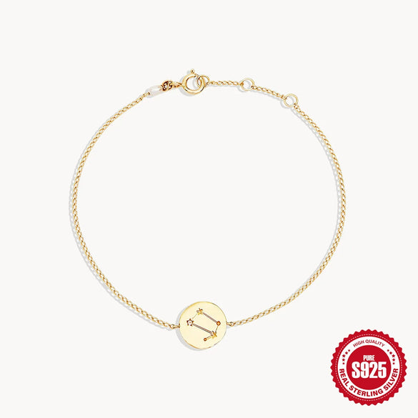 Simple Elegant S925 Sterling Silver Twelve Constellation Geometric Bracelet For Women Electroplated
