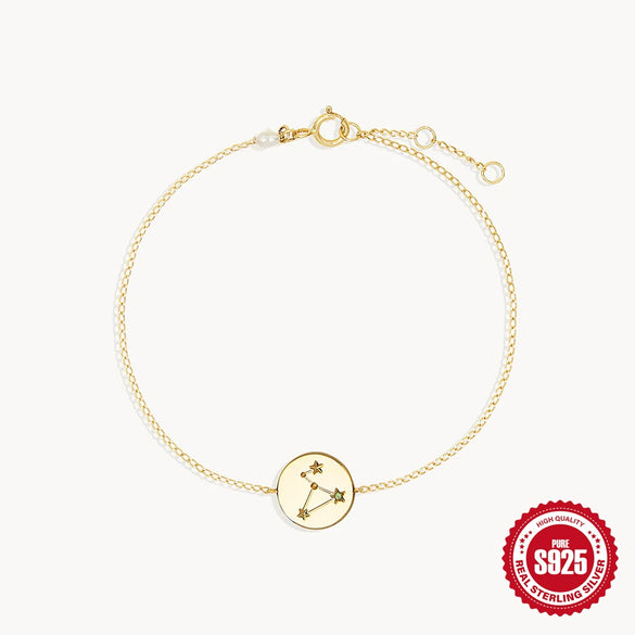 Simple Elegant S925 Sterling Silver Twelve Constellation Geometric Bracelet For Women Electroplated