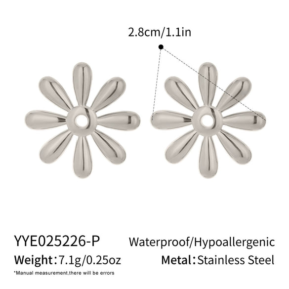 Simple Elegant Small Fresh Casual Pastoral Flower Earrings Stainless Steel 18K Real Gold Electroplated